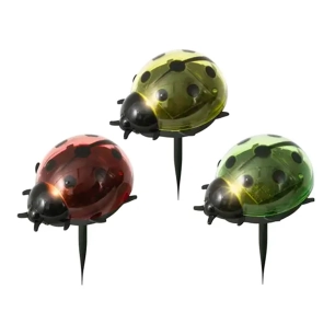 piquet solaire en forme de coccinelle, couleurs assorties