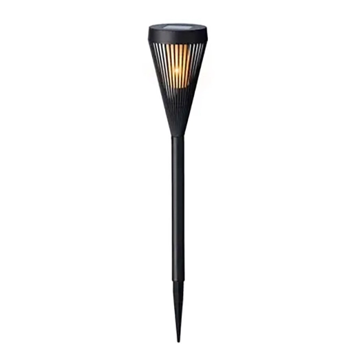 piquet solaire noir en forme de torche avec 12 led