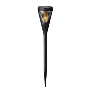 piquet solaire noir en forme de torche avec 12 led