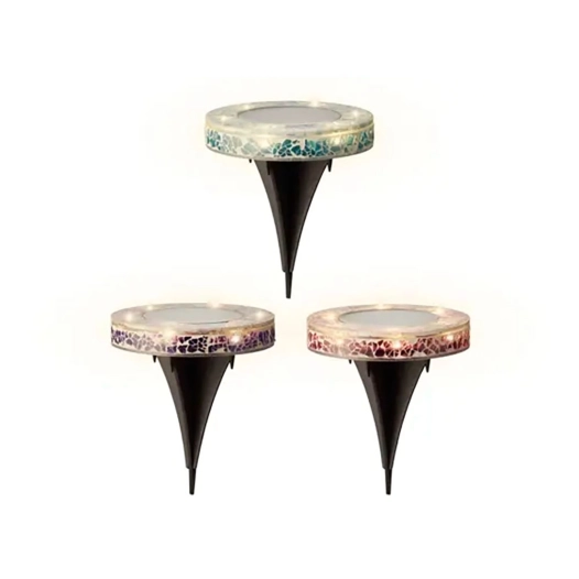 led solaires rondes en verre à piquet, 7 im, ø11,5 x 13 cm, couleurs variées