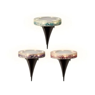 led solaires rondes en verre à piquet, 7 im, ø11,5 x 13 cm, couleurs variées