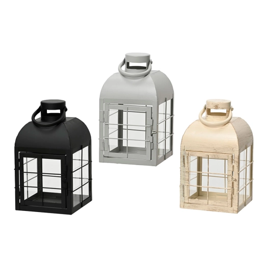 lanterne en fer décorative 13,5 x 13,5 x 24 cm, couleurs assorties