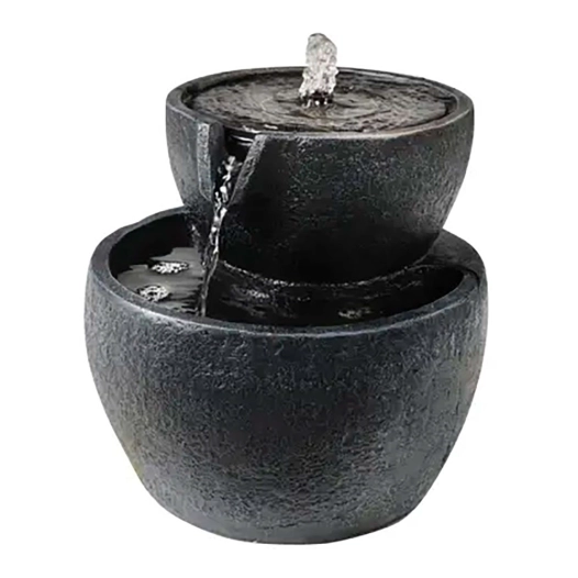 fontaine solaire en polyrésine, pour extérieur, ip68, ø21 x 8,3 cm