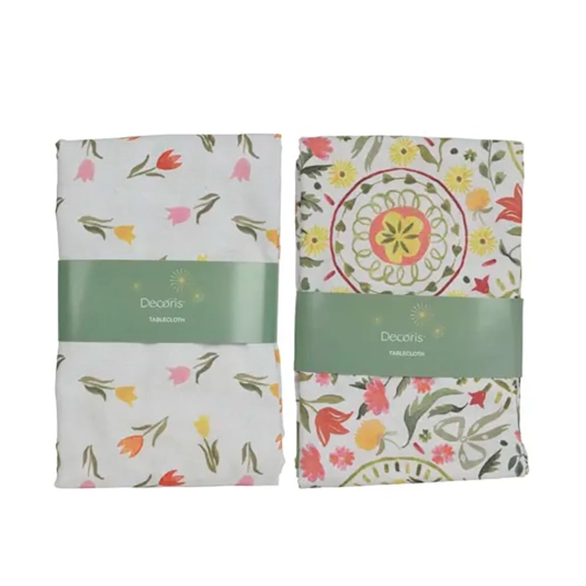 nappe en polyester et coton, motif tulipe, différents modèles