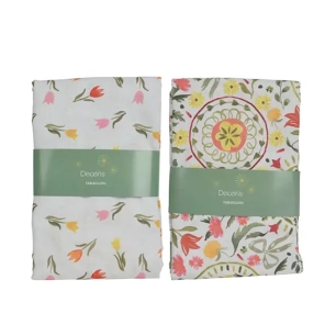 nappe en polyester et coton, motif tulipe, différents modèles