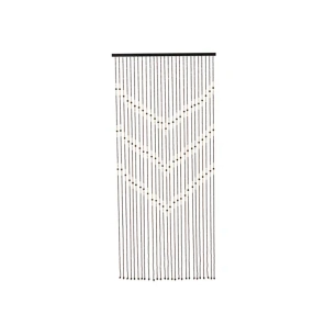 rideau à rayures en bambou et tringle en bambou, dimensions 90 x 200 cm