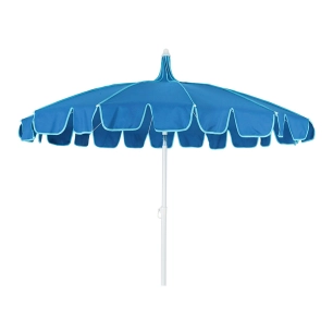 parasol de jardin en polyester, ø195 x 215 cm, bleu avec bordure turquoise
