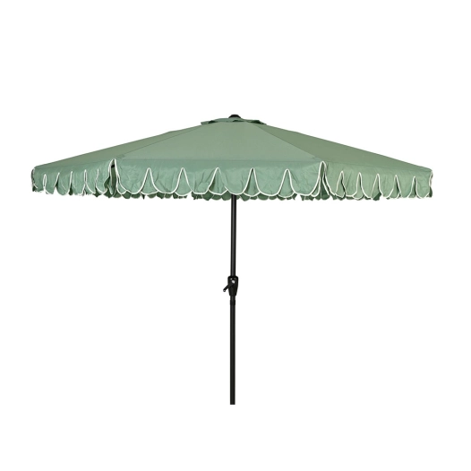 parasol de jardin en polyester, ø2,70 m, vert avec bordure blanche