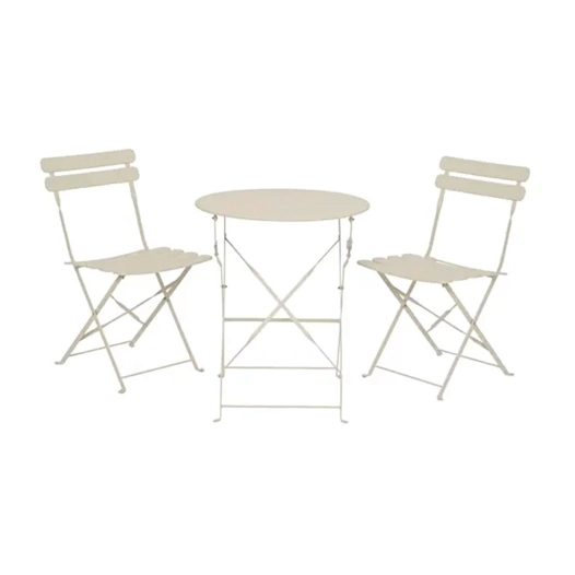 ensemble table pliante et 2 chaises en acier blanc helsingborg