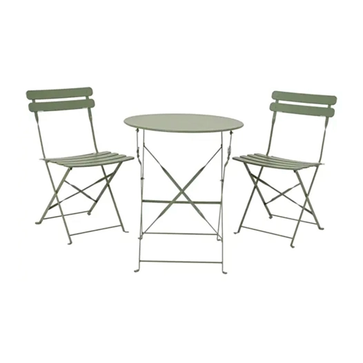 ensemble table pliante et 2 chaises en acier vert helsingborg