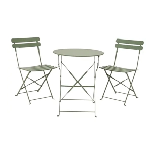 ensemble table pliante et 2 chaises en acier vert helsingborg