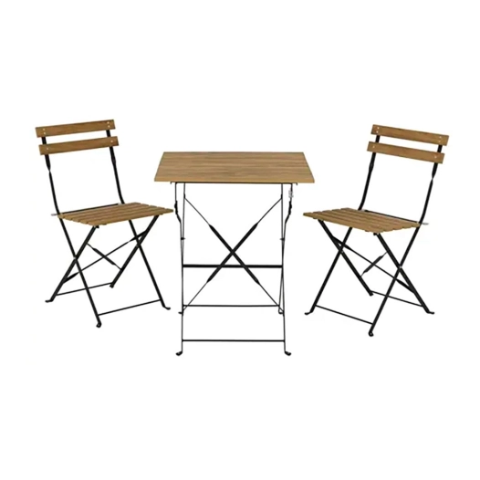 ensemble de jardin pliant marron leeds: table et 2 chaises