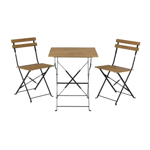 ensemble de jardin pliant marron leeds: table et 2 chaises