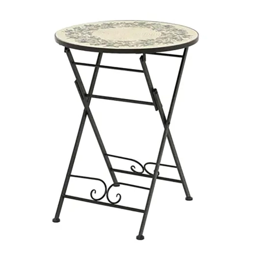 table pliante en métal/mosaïque athens, noire, pour usage extérieur