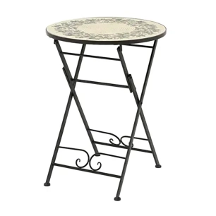 table pliante en métal/mosaïque athens, noire, pour usage extérieur