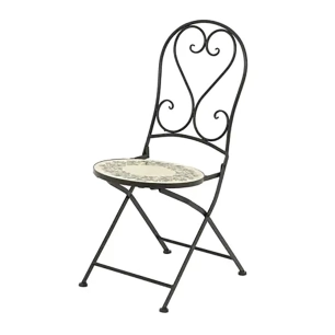 chaise athens en métal/mosaïque, noire, pour usage extérieur