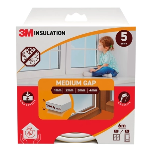joint d'isolation classique pour espaces moyens de 1 - 4 mm, blanc, 6 m