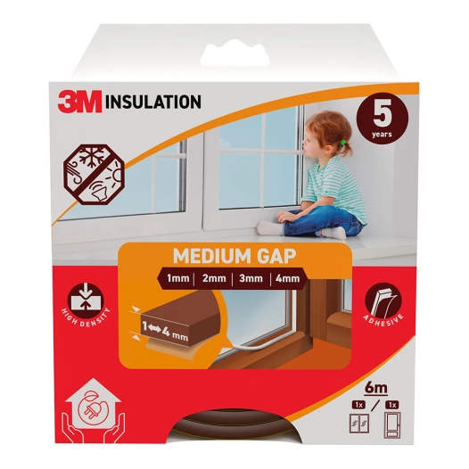 joint d'isolation classique pour espaces moyens de 1 - 4 mm, marron, 6 m