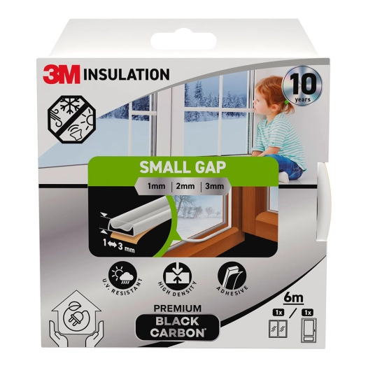 joint d'étanchéité de qualité supérieure pour petits interstices, 6 m, blanc, 1 x 3 mm