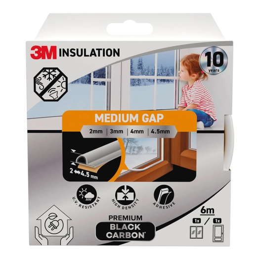 joint d'isolation premium pour petits espaces 1-3 mm, blanc, 6 m