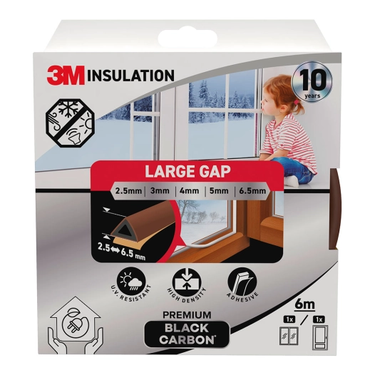 joint d'isolation premium pour grands espaces de 2,5 - 6,5 mm, marron, 6 m