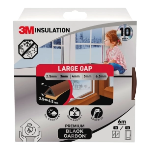 joint d'isolation premium pour grands espaces de 2,5 - 6,5 mm, marron, 6 m