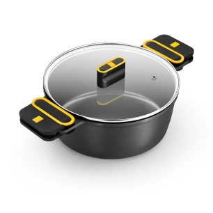 cocotte en fonte d'aluminium avec revêtement antiadhésif triple couche et couvercle en verre, daily pro, ø20 cm