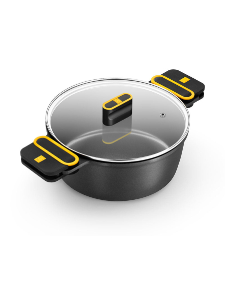 Cocotte BRA Daily Pro Ø32cm Fonte d'aluminium, antiadhésif triple couche, couvercle verre - BRA