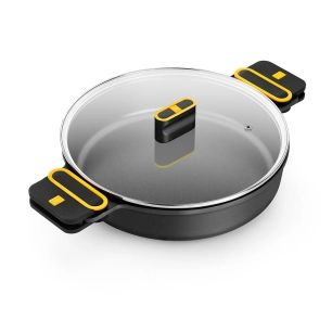 cocotte en fonte d'aluminium moulé sous pression avec revêtement antiadhésif triple couche et couvercle en verre, daily pro, ø28