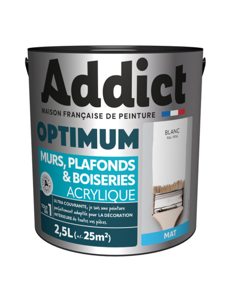 Addict Blanc Mat 2,5L Peinture multi-support blanc mat - Addict