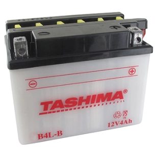 Batterie plomb TASHIMA renforcée 12V, 4A pour scooter motos L: 120, l: 70, H: 92mm, + à droite. (liv