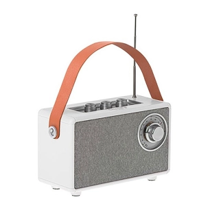 radio fm rechargeable avec bluetooth cr 1902 blanche, 16 x 7 x 10,5 cm