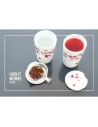 tasse en porcelaine - teaeve sieb/strainer - brussel steel eigenart