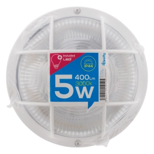 Hublot rond d'extérieur 5W IP44 - Blanc - Elexity + 1 ampoule Led 5W