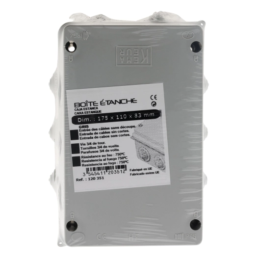 Boîte étanche rectangulaire 175x110x83mm à visser 1/4 de tour IP 54