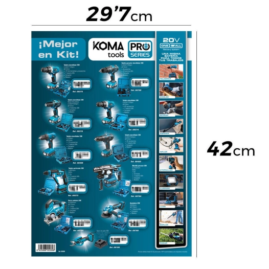 affiche promotionnelle thématique avec pvp koma tools 29,7x42cm