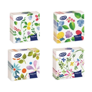 serviettes en papier happy life, 40 unités, 33 x 33 cm, modèles variés