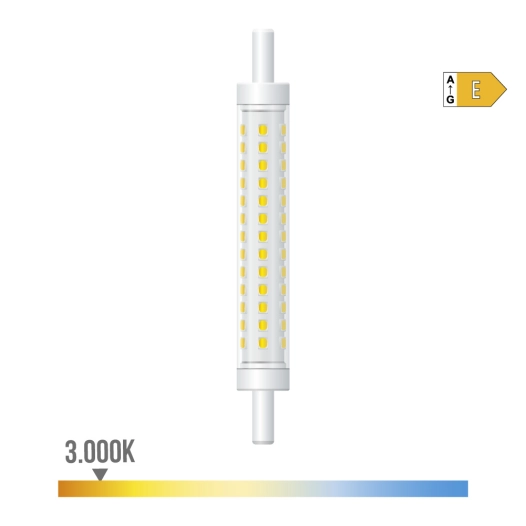 ampoule linéaire led 118 mm, r7s, 8 w, 900 lm, 3000 k lumière chaude, réglable, ø15 x 118 mm