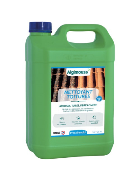 Algimouss Nettoyant Toiture 5L Prêt à l'emploi, anti-mousse et lichen - ALGIMOUSS