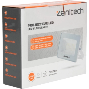 Projecteur avec détecteur 30W 3000LM IP44 BLANC / Projecteur avec détecteur