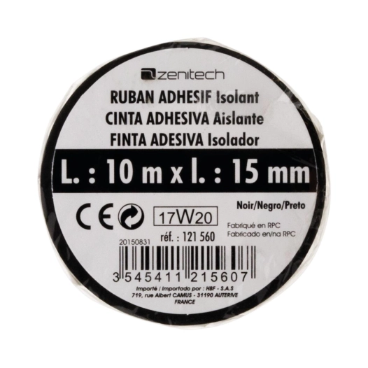 Rouleau adhesif 15mm x 10 mètres noir