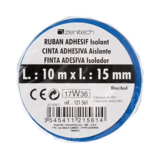 Rouleau adhesif 15mm x 10 mètres bleu