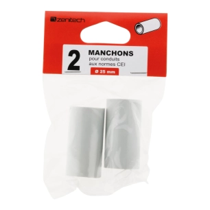 2 manchons pour conduits Ø 25mm - gris