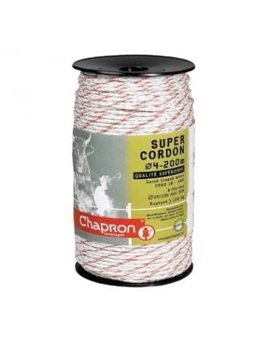 Super cordon tressé 4 mm 4 x 200 blanc / rouge