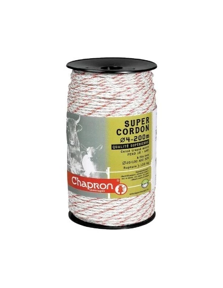 Super cordon tressé 4 mm 4 x 200 blanc / rouge