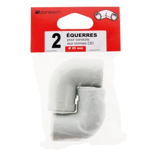 2 equerres pour conduits Ø 25mm - gris