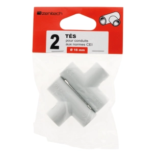 2 tés pour conduits Ø 16mm - gris
