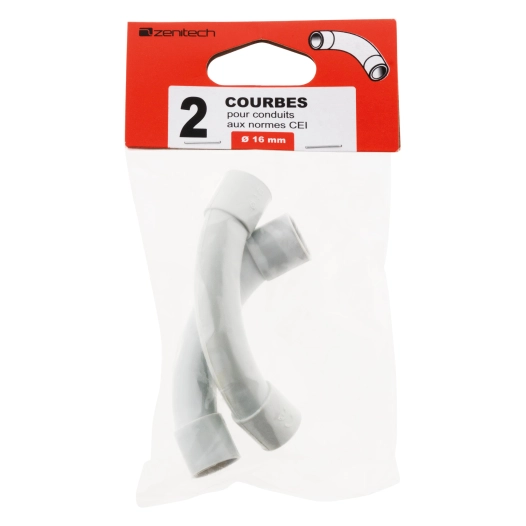 2 courbes grand rayon Ø 16mm - gris