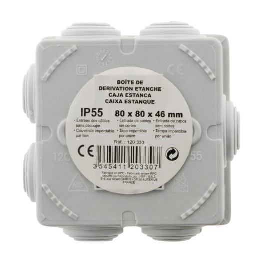 Boîte étanche carrée 80x80x40 - IP 55