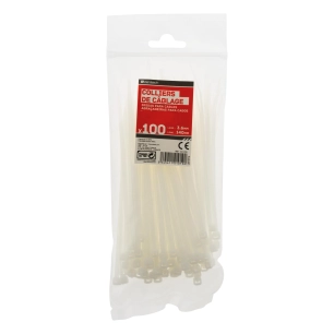 100 colliers de cablage 3,6x140mm transparents